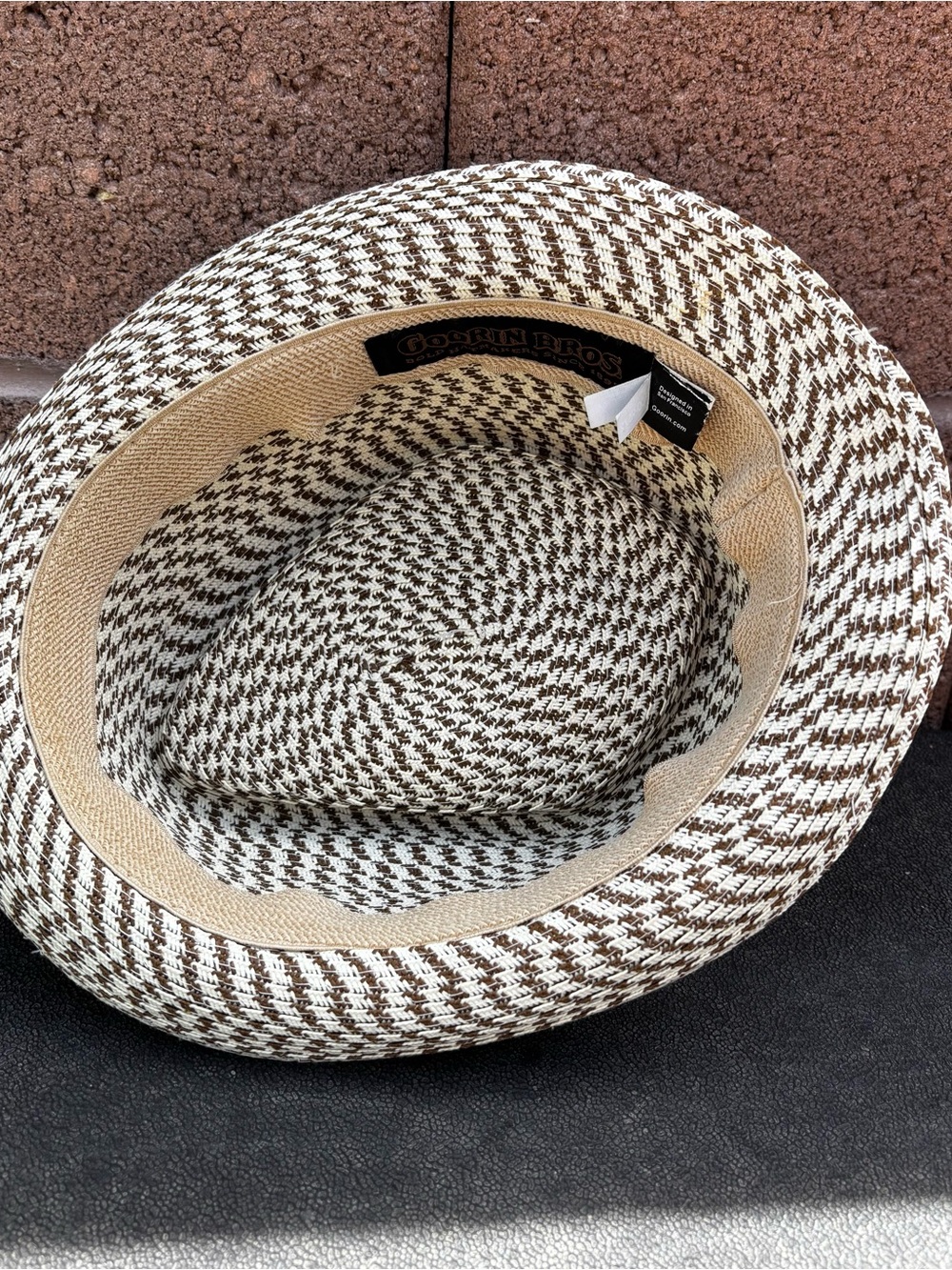 Goorin Bros Fedora Straw Hat Cap Beige Gold White Tan Brown Men's Medium - Picture 6 of 7